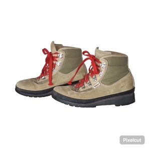 Vintage Raichle Switzerland leather hiking boots vibram sole wmns 8.5